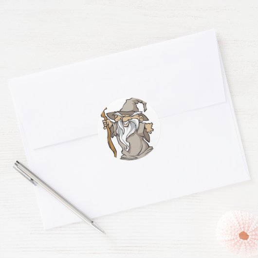 alter grauer Zauberer Runder Aufkleber (Umschlag)