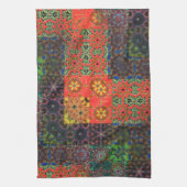 Alter grün und Korallen bis braun Kaleidosaik Geschirrtuch (Vertikal)