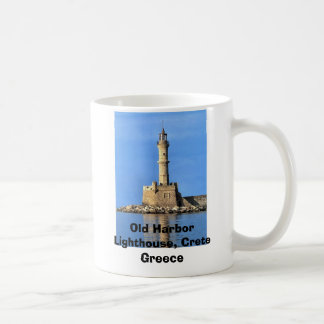 Alter Hafen Leuchtturm-Kretas Griechenland, alter Kaffeetasse