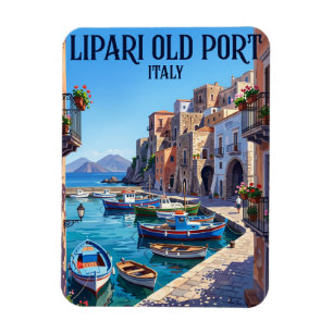 Alter Hafen von Lipari Italien Magnet