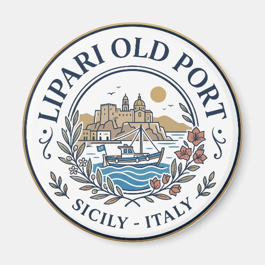 Alter Hafen von Lipari Italien Magnet (Vorne)