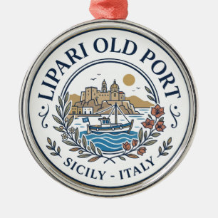 Alter Hafen von Lipari Italien Ornament Aus Metall