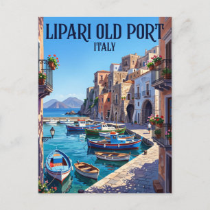 Alter Hafen von Lipari Italien Postkarte