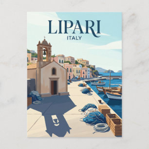 Alter Hafen von Lipari Italien Postkarte