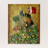 Alter Hahn singt Weihnachtslieder Puzzle (Vertikal)