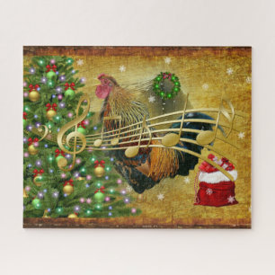 Alter Hahn singt Weihnachtslieder Puzzle