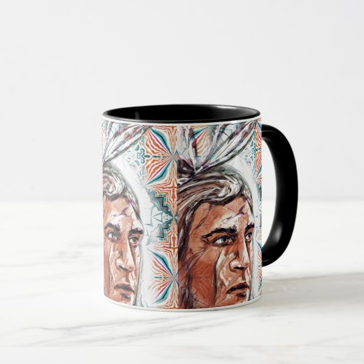 Alter Häuptling und Fraktalmuster Tasse (VorderseiteRechts)