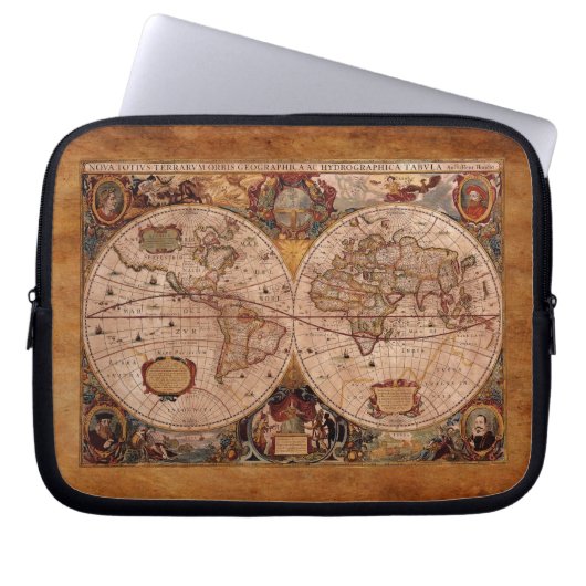 Alter Henricus Hondius’ 1630 AD Alte Weltkarte Laptopschutzhülle (Vorderseite)