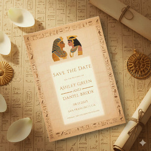 Alter Hieroglyphen-König und -Königin Ägyptische H Save The Date