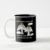 Alter Hippies die nie Zweifarbige Tasse (Links)