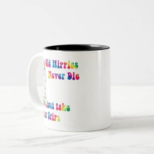 Alter Hippies Zweifarbige Tasse (Vorderseite Links)