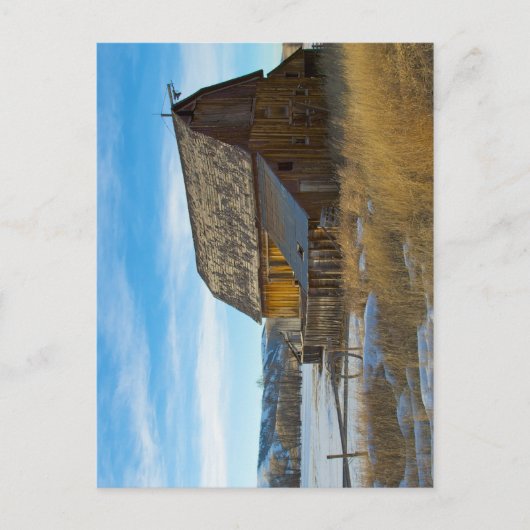 Alter Holzstall im Winter Postkarte (Vorderseite)