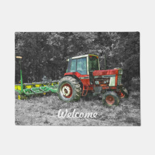 Alter internationaler Traktor Painterly Fußmatte