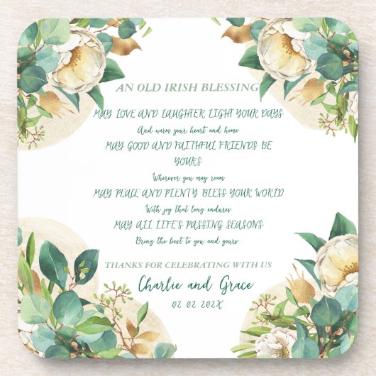 Alter irischer Segen auf Goldstaub und Rose Getränkeuntersetzer (Vorderseite)