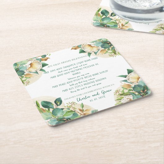 Alter irischer Segen auf Goldstaub und Rose Rechteckiger Pappuntersetzer (angewinkelt)