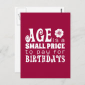 Alter ist ein kleiner Preis für Geburtstage Postkarte (Vorne/Hinten)