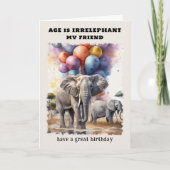 Alter ist irrelephanisch Elefanten Funny Birthday Karte (Vorderseite)