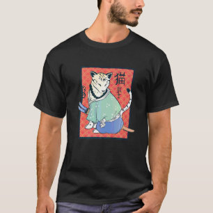 Alter japanischer Katzen-Samurai Vintage Classic N T-Shirt