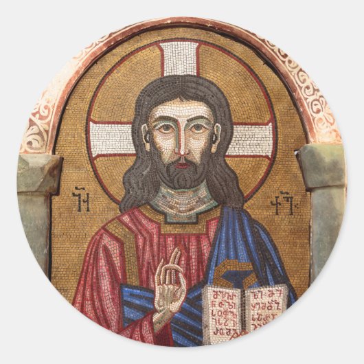 Alter Jesus Mosaik Runder Aufkleber (Vorderseite)