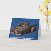 Alter klassischer Fernlastfahrer, Gruß-Karte mit Karte (Gelbe Blume)