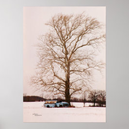 Alter klassischer Tankwagen Sycamore Baum Poster