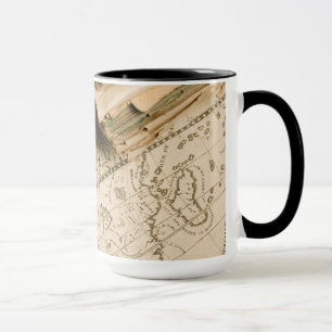 Alter Kompass über alter Karte Tasse