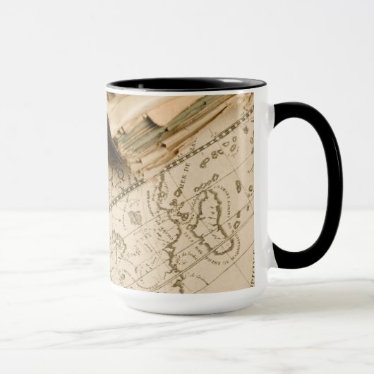Alter Kompass über alter Karte Tasse (Rechts)