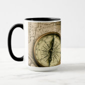 Alter Kompass über alter Karte Tasse (Links)