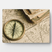 Alter Kompass über antike Karte Fotoplatte (Vorderseite)