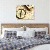 Alter Kompass über antike Karte Leinwanddruck (Insitu (Schlafzimmer))