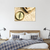 Alter Kompass über antike Karte Leinwanddruck (Insitu (Schlafzimmer))
