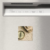 Alter Kompass über antike Karte Magnet (In Situ (Geschirrspüler))