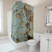 Alter, korrodierter rostiger metallischer Hintergr Duschvorhang (Beispiel)