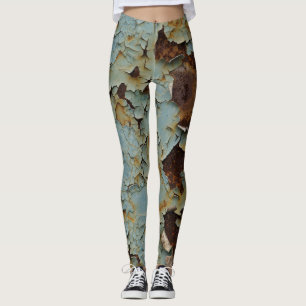 Alter, korrodierter rostiger metallischer Hintergr Leggings