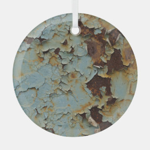 Alter, korrodierter rostiger metallischer Hintergr Ornament Aus Glas