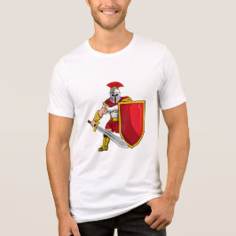 Alter Krieger mit Schwert und Schild in Helm an Tri-Blend Shirt