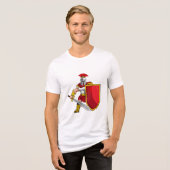 Alter Krieger mit Schwert und Schild in Helm an Tri-Blend Shirt (Vorderseite voll)
