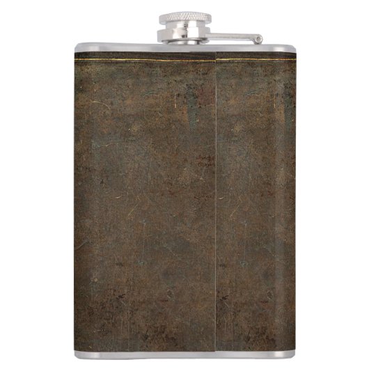 Alter Kuh-Fell-Blick in Brown Flachmann (Rückseite)