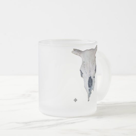 Alter Kuh-Schädel Mattglastasse (VorderseiteRechts)