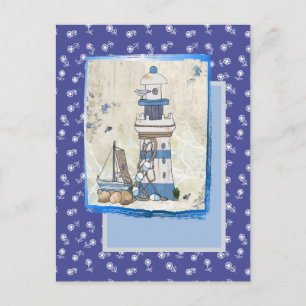 Alter Leuchtturm mit Blumen Postkarte