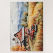 Alter Lieferwagen LKW und Roter Stall im Herbst 20 Puzzle (Vertikal)