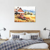 Alter Lieferwagen LKW und Roter Stall im Herbst 32 Leinwanddruck (Insitu (Schlafzimmer))