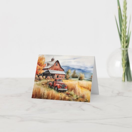 Alter Lieferwagen LKW und Roter Stall im Herbst Le (Vorderseite)