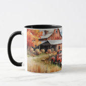 Alter Lieferwagen LKW und Roter Stall im Herbst Tasse (Links)