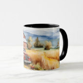 Alter Lieferwagen LKW und Roter Stall im Herbst Tasse (VorderseiteRechts)