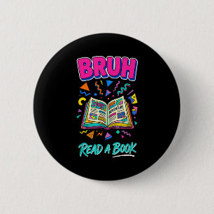 Alter lies ein Buch lustig lesen Bücherwurm Retro Button