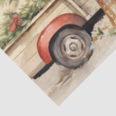 Alter LKW-Anhänger mit Winter Pine Tree & Chickens Seidenpapier (Detail)