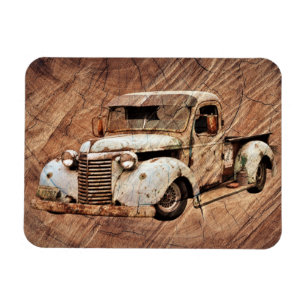 Alter LKW Rustikales Holz Magnet
