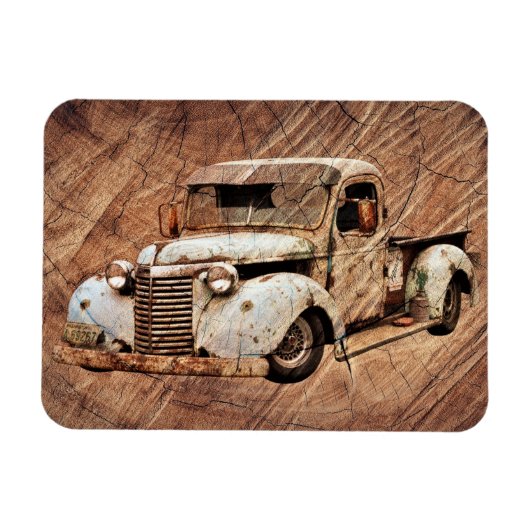 Alter LKW Rustikales Holz Magnet (Horizontal)
