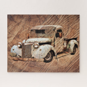 Alter LKW Rustikales Holz Puzzle